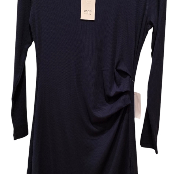 NWT Angel Maternity Long Sleeves Frilled End Bodycon Dress. Navy Blue. Size M - Picture 6 of 14
